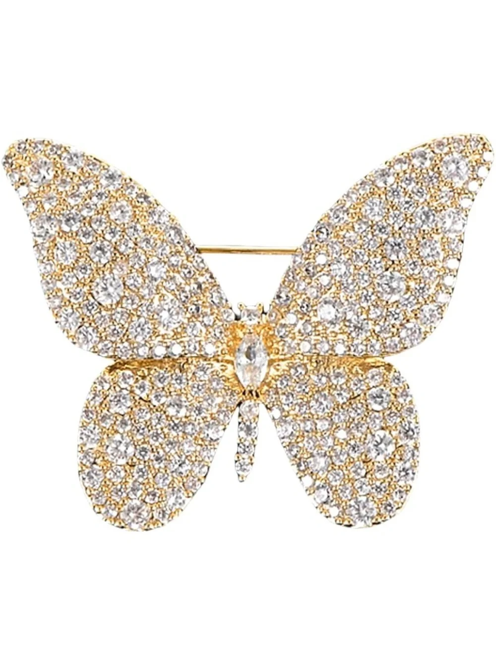 Anthropologie Gold and Clear Crystal Butterfly Brooch